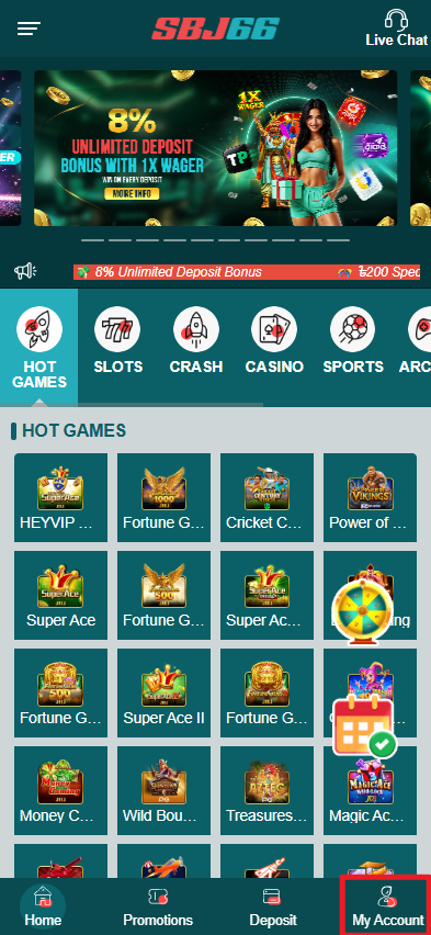 SBJ66 account screen